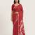 Dark red printed art silk saree with blouse piece