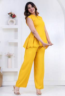yellow rayon lace work anarkali co-ord set for women 2
