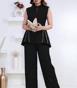 black rayon lace work anarkali co-ord set for women