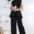 black rayon lace work anarkali co-ord set for women