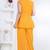 mustard rayon lace work anarkali co-ord set for women