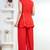 red rayon lace work anarkali co-ord set for women