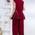 maroon rayon lace work anarkali co-ord set for women
