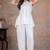 white rayon lace work anarkali co-ord set for women