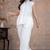 white rayon lace work anarkali co-ord set for women