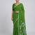 Green printed art silk saree with blouse piece