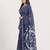 Navy blue printed art silk saree with blouse piece
