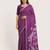 Purple printed art silk saree with blouse piece