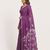 Purple printed art silk saree with blouse piece