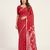 Red printed art silk saree with blouse piece