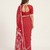 Red printed art silk saree with blouse piece