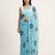 Blue woven linen saree with blouse piece