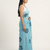 Blue woven linen saree with blouse piece