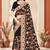 Black color net resham embroidered & zircon work saree