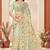 C green color net resham embroidered & zircon work saree