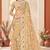 Lemon yellow color net resham embroidered & zircon work saree