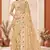 Lemon yellow color net resham embroidered & zircon work saree