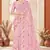 Dusty pink color net resham embroidered & zircon work saree
