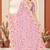 Dusty pink color net resham embroidered & zircon work saree