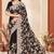 Black color net resham embroidered & zircon work saree
