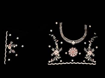 Black net resham embroidered & zircon work saree 4