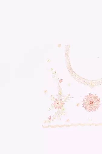 White color net resham embroidered & zircon work saree