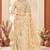 Lemon yellow color net resham embroidered & zircon work saree