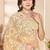 Lemon yellow color net resham embroidered & zircon work saree