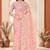 Dusty peach color net resham embroidered & zircon work saree