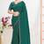 Rama color fendi satin silk two tone zircon work saree