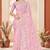 Dusty pink color net resham embroidered & zircon work saree
