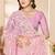 Dusty pink color net resham embroidered & zircon work saree