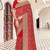 Red color georgette zari embroidered & zircon work saree