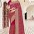 Cherry color georgette zari embroidered & zircon work saree