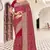 Cherry color georgette zari embroidered & zircon work saree