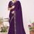 Purple color fendi satin silk two tone zircon work saree