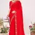 Red color fendi satin silk blend two tone zircon work saree
