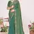 Ice blue color fendi satin silk blend two tone zircon work saree