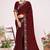 Maroon color fendi satin silk two tone zircon work saree
