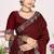 Maroon color fendi satin silk two tone zircon work saree