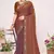 Rust color fendi satin silk two tone zircon work saree