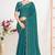 Firozi color fendi satin silk two tone zircon work saree