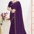 Purple color fendi satin silk two tone zircon work saree