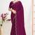 Wine color fendi satin silk two tone zircon work saree