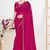 Rani color fendi satin silk two tone zircon work saree