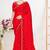 Red color fendi satin silk two tone zircon work saree