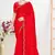 Red color fendi satin silk two tone zircon work saree