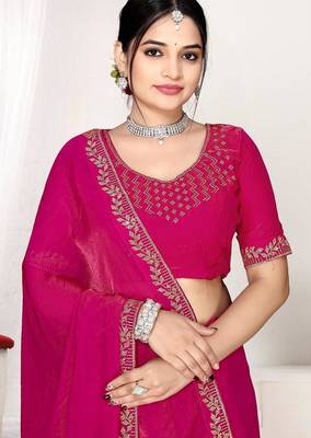 Rani fendi satin silk blend two tone zircon work saree 2