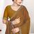 Gold color fendi satin silk two tone zircon work saree