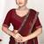 Maroon color fendi satin silk two tone zircon work saree